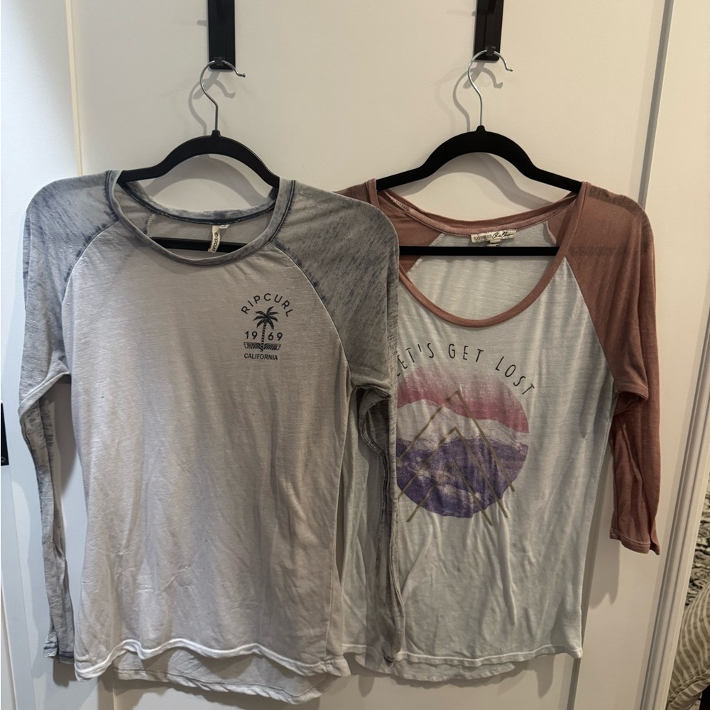 Rip Curl Gray & Express graphic long sleeve top